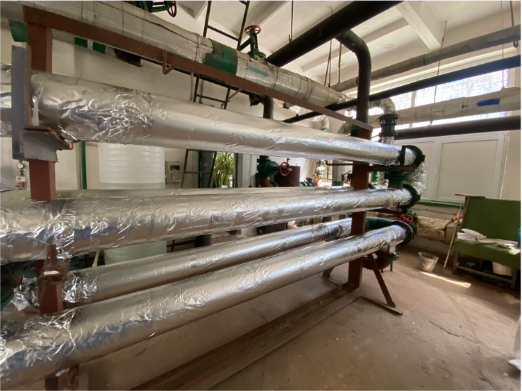 tiisa® Sheets being applied to pipes in the factory environment produced a reduction of surface temperatures approximately between 30 to 40%
